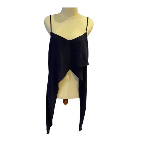 Zara Navy Blue Sleeveless Top Large Asymmetrical - Picture 1 of 7